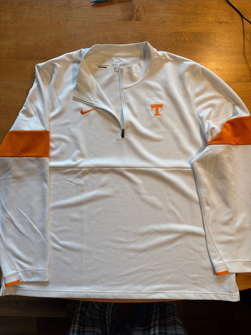 Nike XXL White & Orange Quarter-Zip Pullover with Tennessee Logo